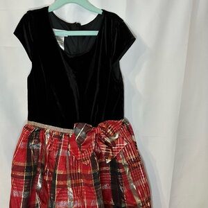 Bonnie Jean Black Velvet and Red Plaid Dress